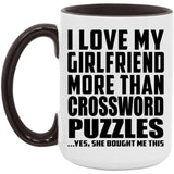 I Love My Girlfriend More Than Crossword Puzzles - 15oz Accent Mug Black