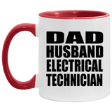 Dad Husband Electrical Technician - 11oz Accent Mug Red