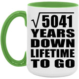 71st Anniversary Square Root of 5041 Years Lifetime To Go - 15oz Accent Mug Green