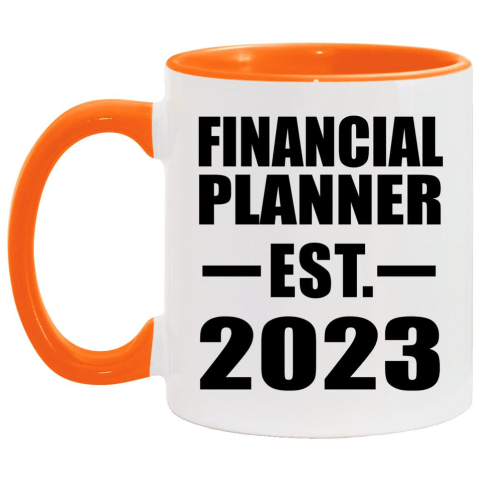 Financial Planner Established EST. 2023 - 11oz Accent Mug Orange