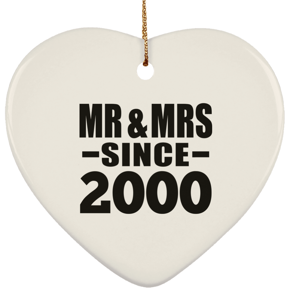 24th Anniversary Mr & Mrs Since 2000 - Heart Ornament