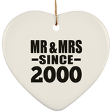 24th Anniversary Mr & Mrs Since 2000 - Heart Ornament