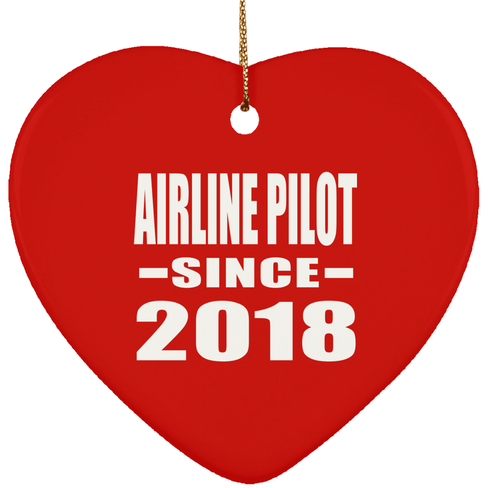 Airline Pilot Since 2018 - Heart Ornament