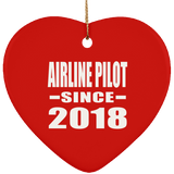 Airline Pilot Since 2018 - Heart Ornament