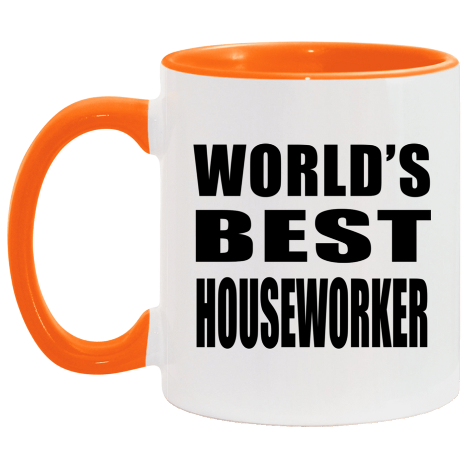 World's Best Houseworker - 11oz Accent Mug Orange