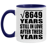93rd Anniversary Square Root Of 8649 Years Still In Love - 11oz Accent Mug Purple