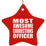 Most Awesome Corrections Officer - Star Ornament