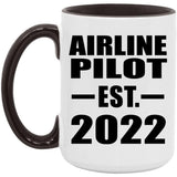 Airline Pilot Established EST. 2022 - 15oz Accent Mug Black