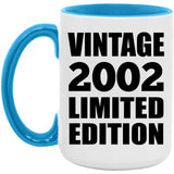 22nd Birthday Vintage 2002 Limited Edition - 15oz Accent Mug Blue