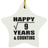 Happy 3rd Anniversary Square Root of 9 Years & Counting - Star Ornament