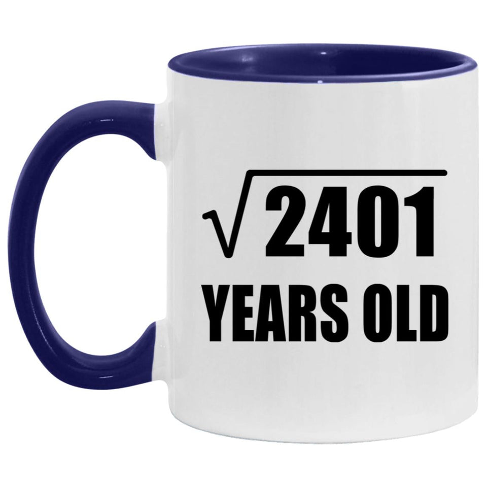 49th Birthday Square Root of 2401 Years Old - 11oz Accent Mug Purple