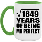 43rd Anniversary Square Root of 1849 Years of Mr Perfect - 15oz Accent Mug Green