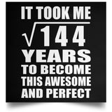 12th Birthday Took Square Root of 144 Years To Awesome - Poster Square