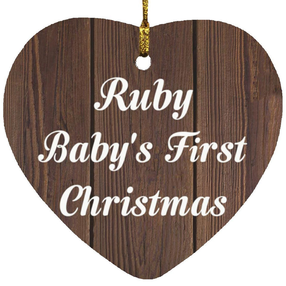 Ruby Baby's First Christmas - Heart Ornament D