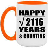 Happy 46th Anniversary Square Root of 2116 Years & Counting - 15oz Accent Mug Orange
