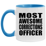Most Awesome Corrections Officer - 11oz Accent Mug Blue
