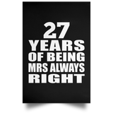 27th Anniversary 27 Years of Being Mrs Always Right - Poster Portrait