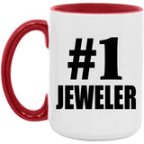 Number One #1 Jeweler - 15oz Accent Mug Red