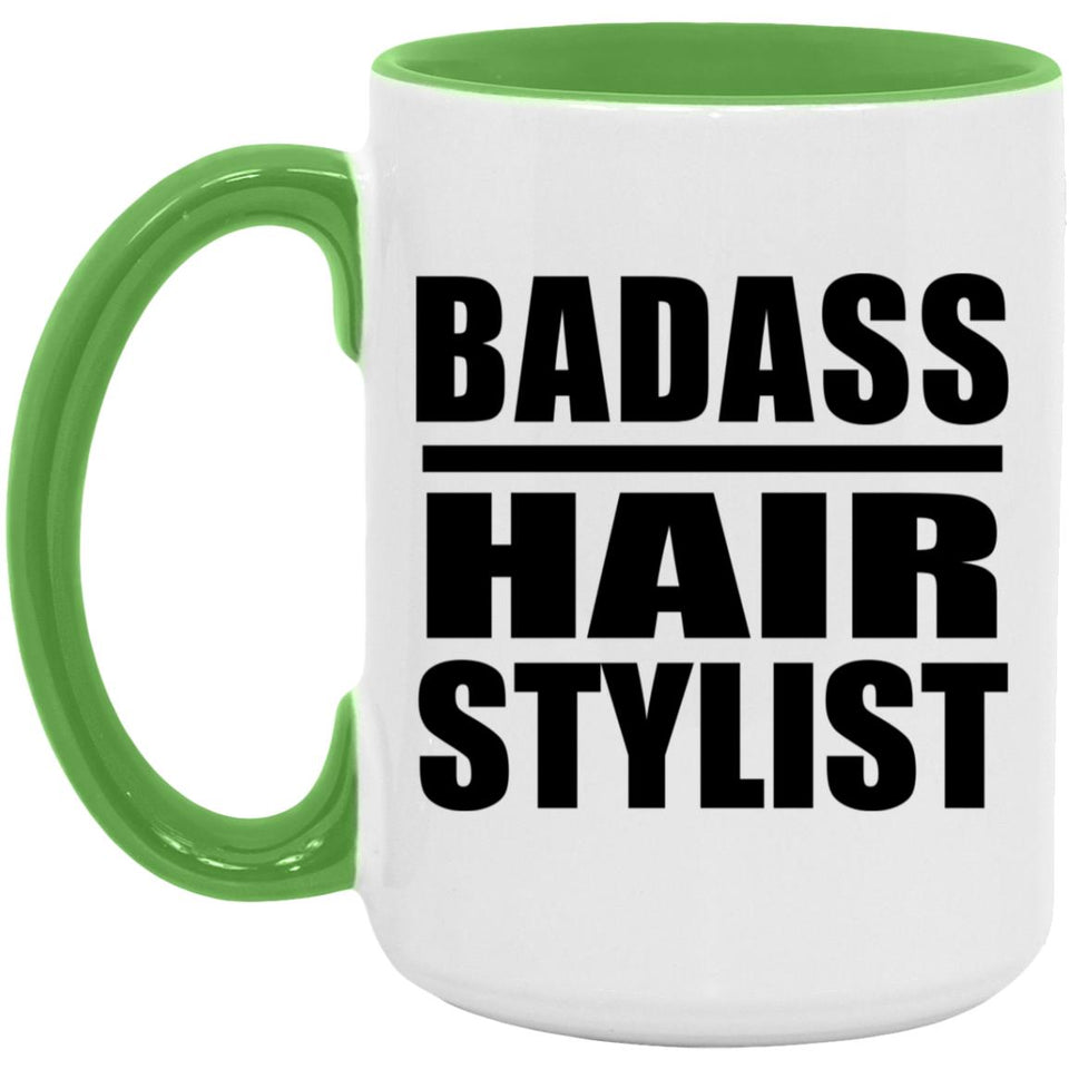 Badass Hair Stylist - 15oz Accent Mug Green