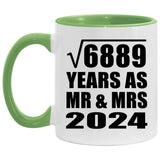83rd Anniversary Square Root of 6889 Years As Mr & Mrs 2024 - 11oz Accent Mug Green
