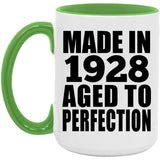 96th Birthday Made In 1928 Aged to Perfection - 15oz Accent Mug Green