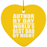Author By Day World's Best Dad By Night - Heart Ornament