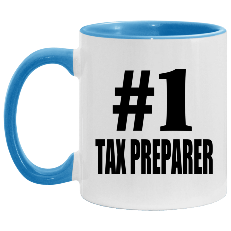 Number One #1 Tax Preparer - 11oz Accent Mug Blue