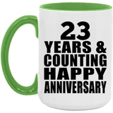 Happy 23rd Anniversary 23 Years & Counting - 15oz Accent Mug Green