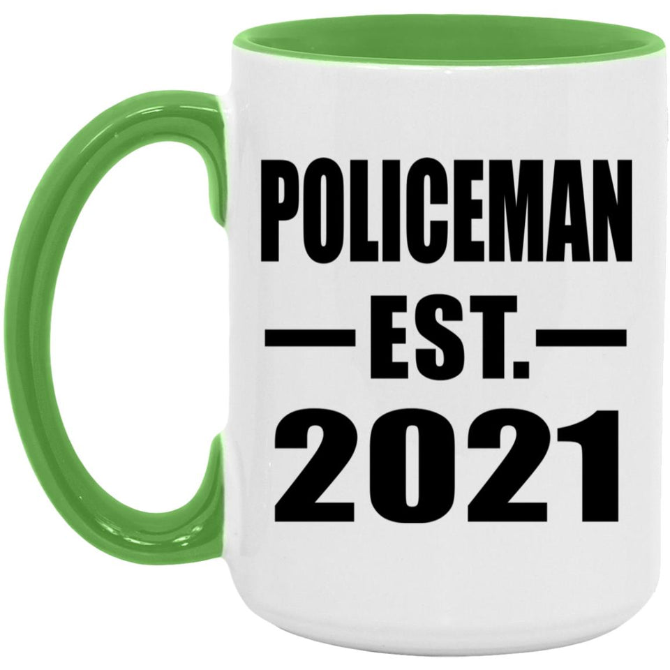 Policeman Established EST. 2021 - 15oz Accent Mug Green