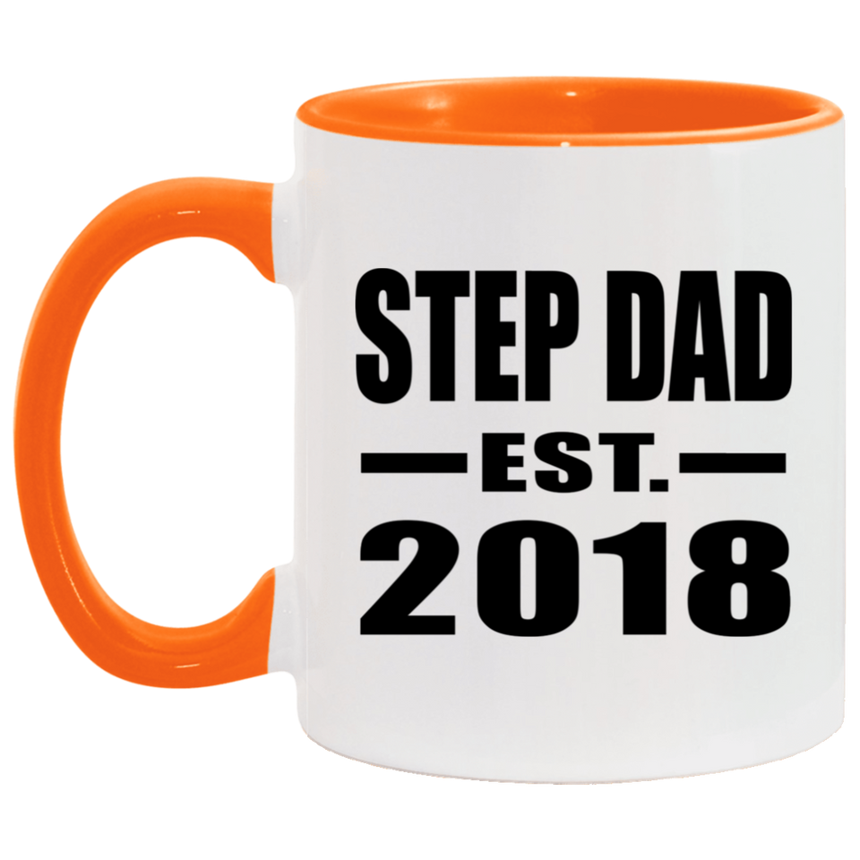 Step Dad Established EST. 2018 - 11oz Accent Mug Orange