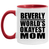 Beverly World's Okayest Mom - 11oz Accent Mug Red