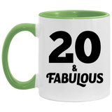 20th Birthday 20 & Fabulous - 11oz Accent Mug Green