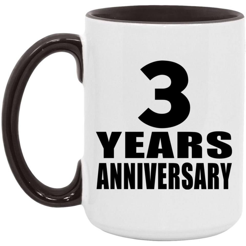 3rd Anniversary 3 Years - 15oz Accent Mug Black