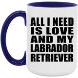 All I Need Is Love And My Labrador Retriever - 15oz Accent Mug Purple