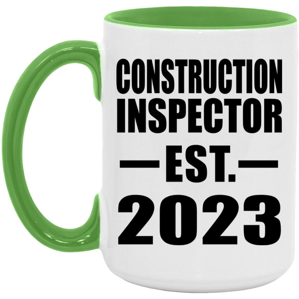 Construction Inspector Established EST. 2023 - 15oz Accent Mug Green