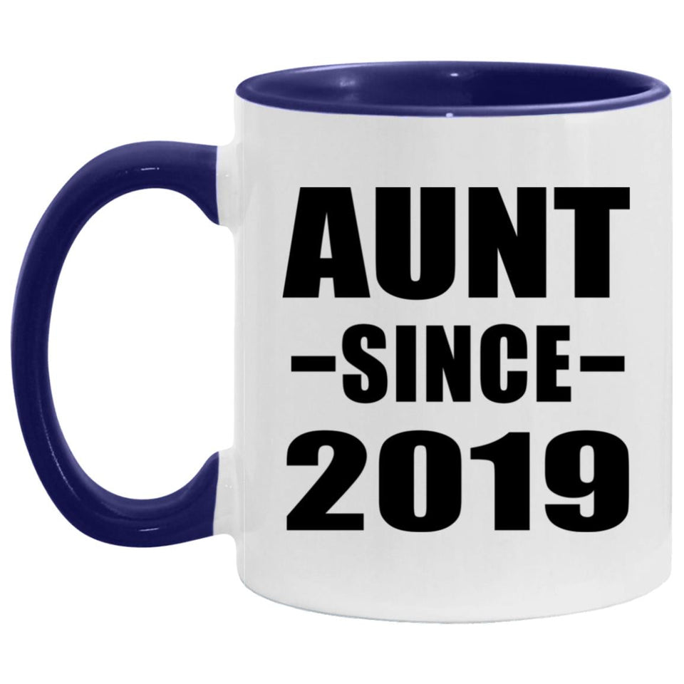 Aunt Since 2019 - 11oz Accent Mug Purple