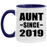 Aunt Since 2019 - 11oz Accent Mug Purple