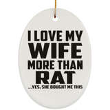 I Love My Wife More Than Rat - Oval Ornament