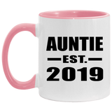 Auntie Established EST. 2019 - 11oz Accent Mug Pink