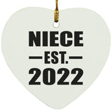 Niece Established EST. 2022 - Heart Ornament
