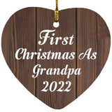 First Christmas As Grandpa 2022 - Heart Ornament D