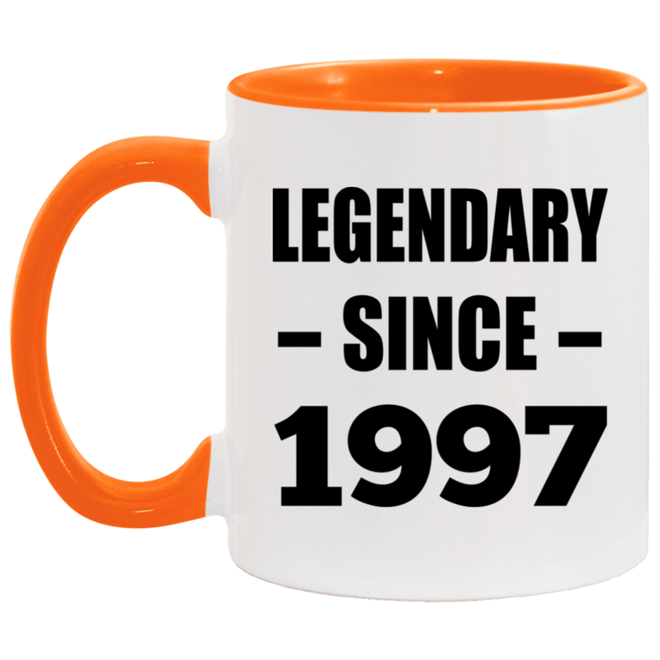 27th Birthday Legendary Since 1997 - 11oz Accent Mug Orange