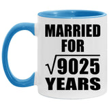 95th Anniversary Married For Square Root of 9025 Years - 11oz Accent Mug Blue
