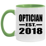 Optician Established EST. 2018 - 11oz Accent Mug Green