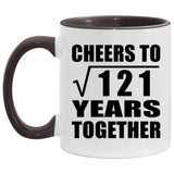 11th Anniversary Cheers To Square Root of 121 Years Together - 11oz Accent Mug Black