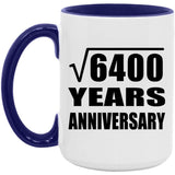 80th Anniversary Square Root of 6400 Years Anniversary - 15oz Accent Mug Purple