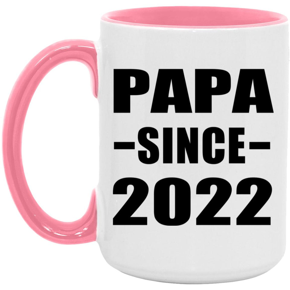 Papa Since 2022 - 15oz Accent Mug Pink