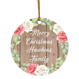 Merry Christmas Hawkins Family - Circle Ornament B