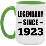 101st Birthday Legendary Since 1923 - 15oz Accent Mug Green