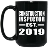 Construction Inspector Established EST. 2019 - 15oz Coffee Mug Black